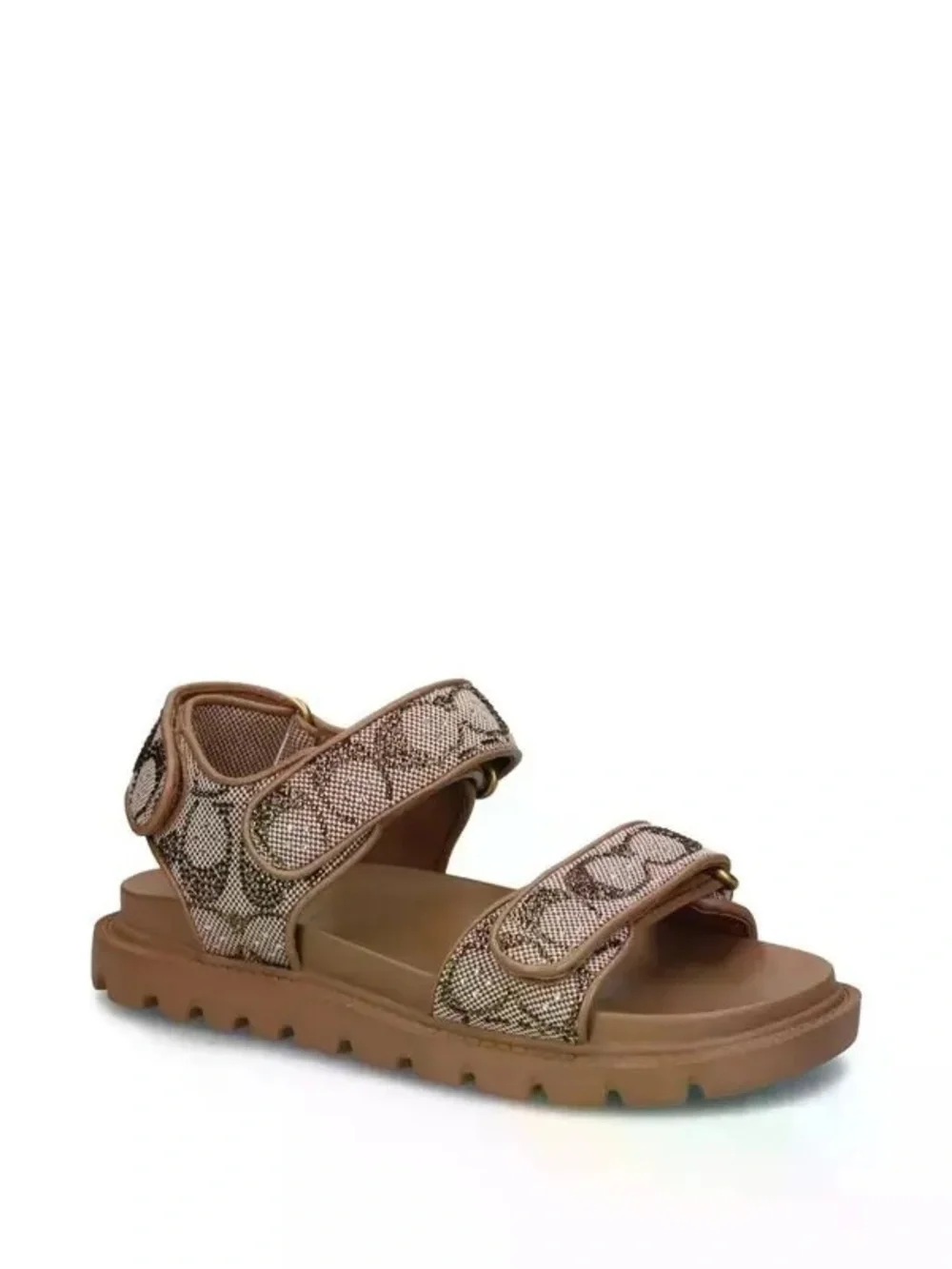 Coach Brown Snake-Print Velcro Comfort Sandals